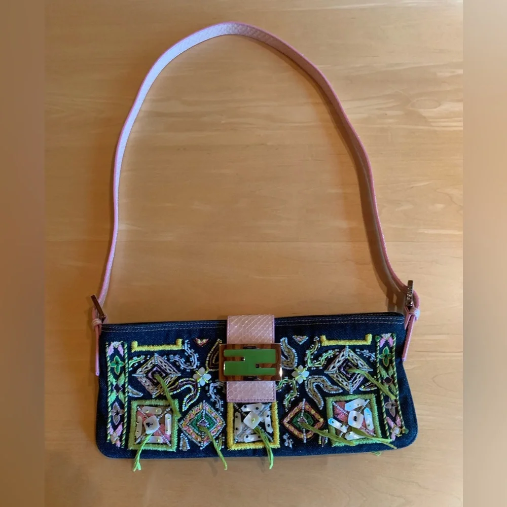 Fendi Denim Beaded Crossbody - Picture 11 of 12